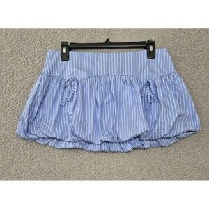 NWT Edikted Women's Blue Bow Tie Striped Bubble Mini Skirt Medium